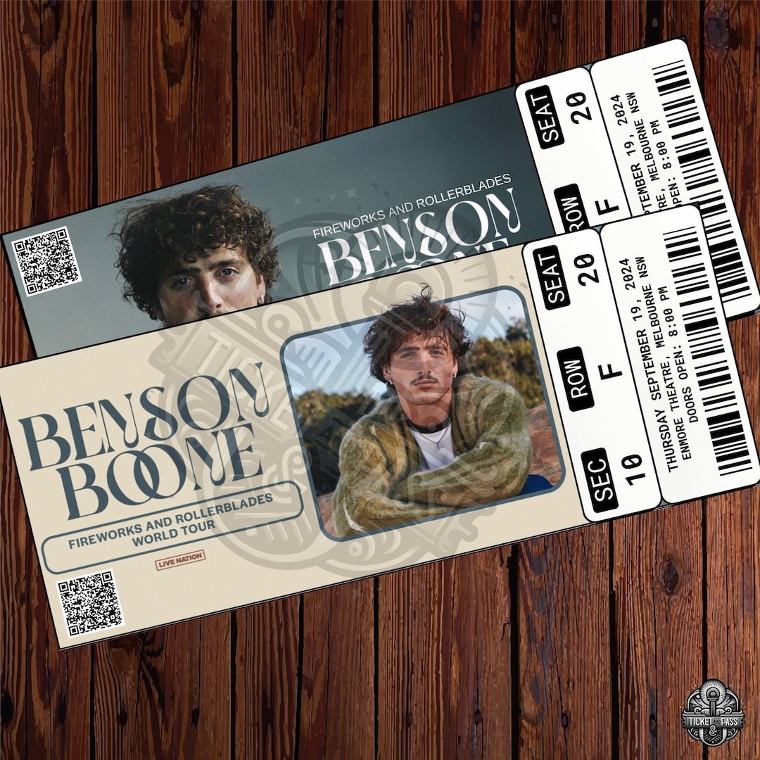 Printable Benson Boone Ticket Fireworks and Rollerblades Tour,music