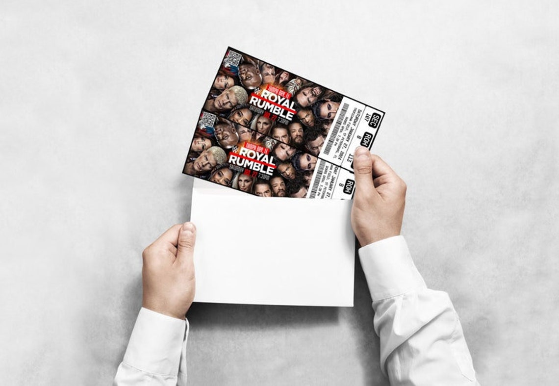 Printable WWE Ticket Royal Rumble Ticket 2024 Wrestling Show Pass Surprise Gift Reveal Editable