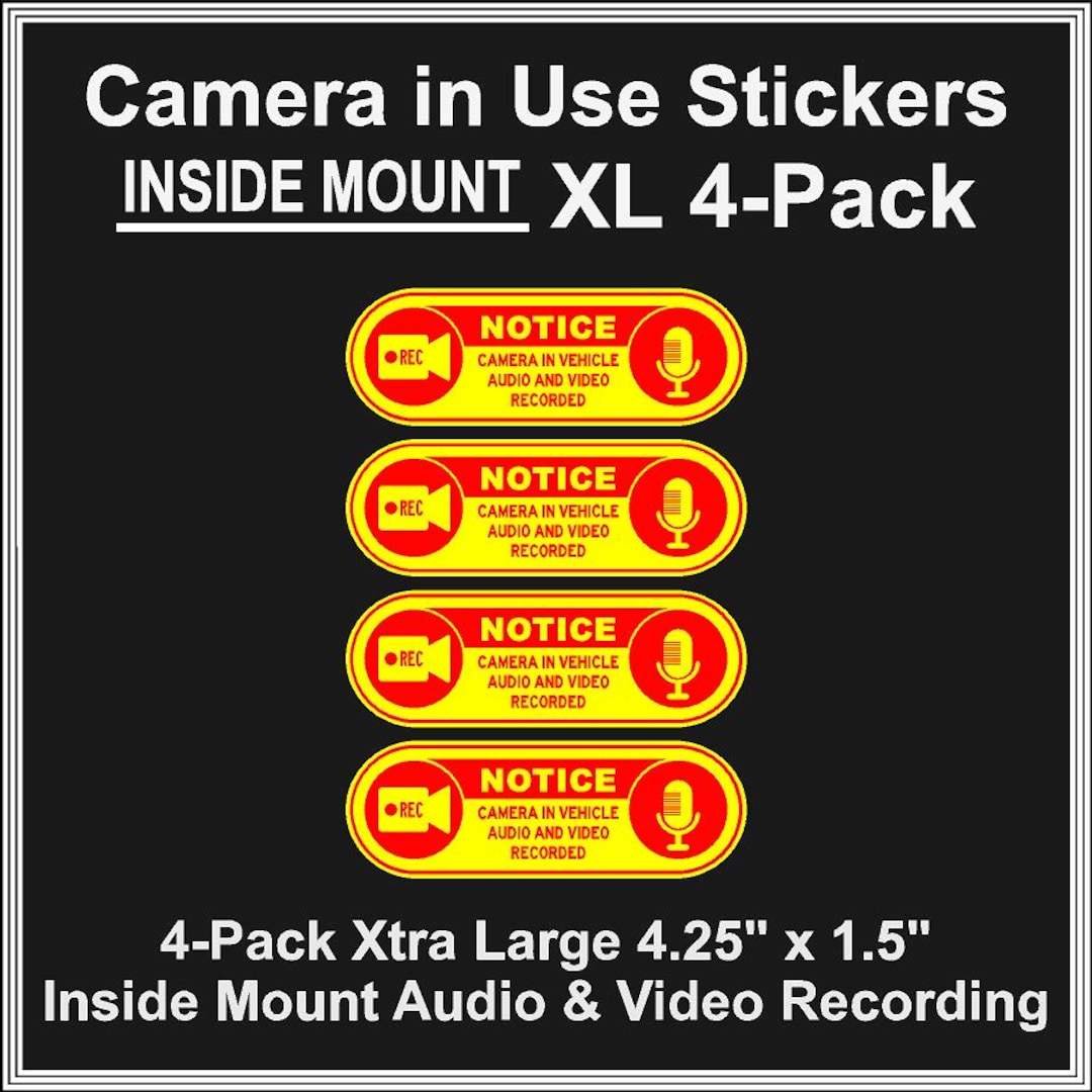 Video Recording Decals, Large Inside Mount Stickers for Uber, Lyft ...