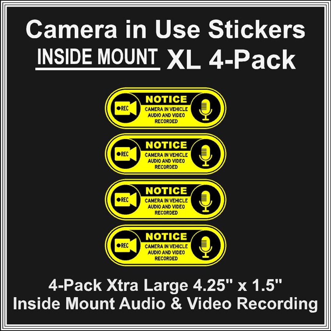 Recording Line Sticker Video Recording Decals, Large Inside Mount Stickers for Uber, Lyft ...