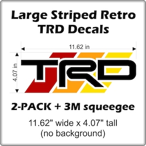 Toyota TRD LARGE Heritage Retro Vinatge Style Striped Decals 2-PACK 11.6&quot; x 4&quot; + 3M Squeegee