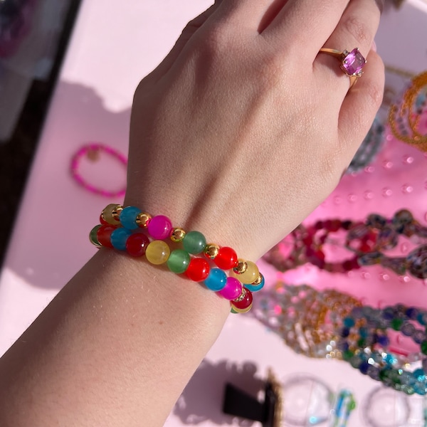 Glass Multicolor high-quality bracelet with crystal stopper