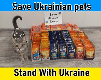 Steun Oekraïense familie, Oekraïense ansichtkaart, solidariteit met Oekraïne, Oekraïense kat, Oekraïne digitale download, huisdieren redden, #StandWithUkraine