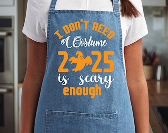 Funny Halloween Kitchen Apron – Recycled Cotton Unisex Bib, Spooky Cooking Gift