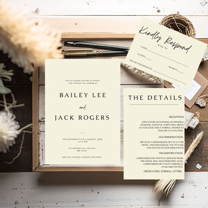 Minimalist Wedding Invitation Template | Editable Minimalist Wedding Invite | Modern Wedding Invite | Wedding Invitation | Wedding Bundle