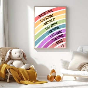 Affermazioni per bambini, Poster per aule, Io sono Affermazioni, Poster per sala giochi, Poster per affermazioni, Arredamento per la scuola in casa, Sono gentile, intelligente, amato