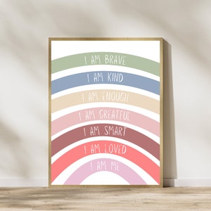Affermazioni per bambini, Poster per aule, Io sono Affermazioni, Poster per sala giochi, Poster per affermazioni, Arredamento per la scuola in casa, Sono gentile, intelligente, amato