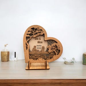 Personalized Romantic Sign Valentines Gift Sign Anniversary Gift Couples Names Sign Heart with Date Frame Anniversary Gift  Couple Wooden