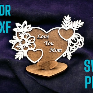 Presente de Dia das Mães Melhor Mãe Coração Corte a Laser Arquivos Svg Buquê de Flores Glowforge Download Digital Feliz Dia das Mães Presente Dxf Pdf Svg Cdr