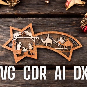 Weihnachtsstern Laser Cut SVG Winterdekoration Star of Bethlehem Weihnachten Glowforge Cut File Weihnachtsschmuck 3d Weihnachtsgeschenk