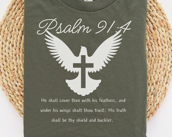 Psalm 91:4 Christian Faith TShirt Unisex Jersey Short Sleeve Tee, Christian TShirt, Inspirational Tshirt, Faith T-shirt, Motivational Tshirt