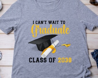 Class of 2038 Graduation Countdown T-Shirt - Perfect for Preschoolers Unisex Jersey Short Sleeve Tee, Grow With Me Shirt, Growing Up Shirt
