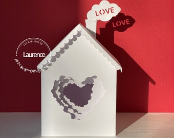 Paper house LOVE tealight holder, table decoration SVG, PDF, Cricut