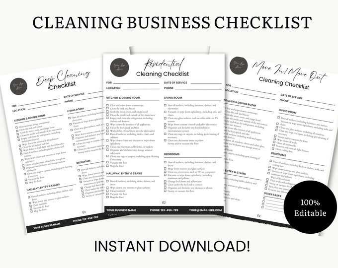 Commercial Cleaning Checklist, Cleaning Business Checklist, Residential ...