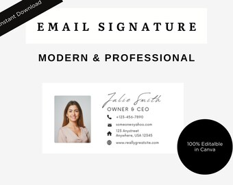 Email Signature Template, Modern Digital Download, Gmail Signature, Outlook Signature
