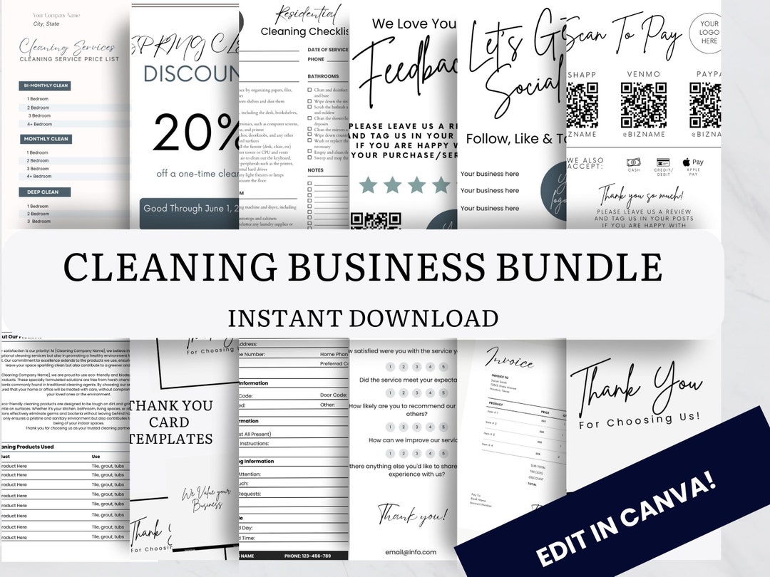 Cleaning Services Templates, Professional Cleaners Bundle, Digital ...