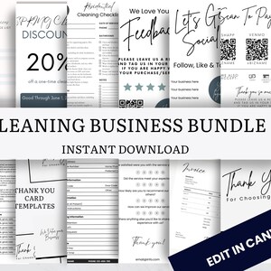 Cleaning Services Templates, Professional Cleaners Bundle, Digital Template, Canva