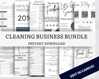 Cleaning Services Templates, Professional Cleaners Bundle, Digital Template, Canva