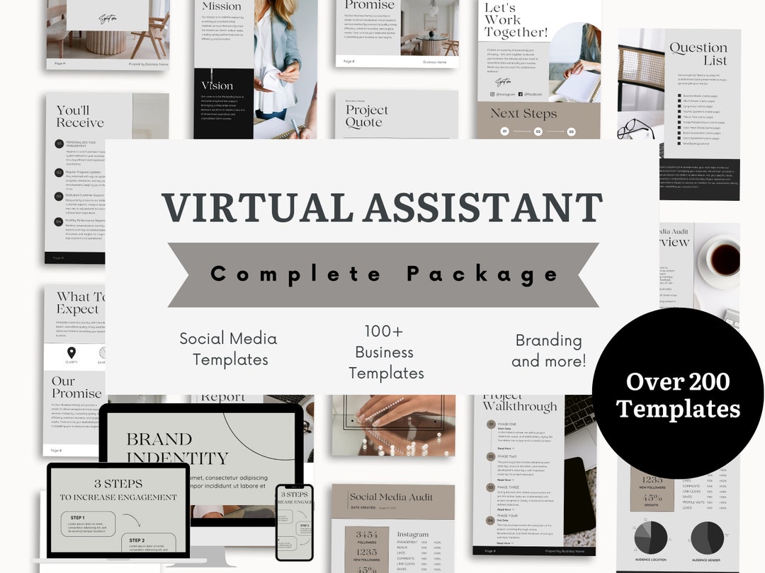 Modern Virtual Assistant Bundle Template, Neutral VA Business Templates ...