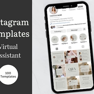 Virtual Assistant Instagram Templates; Social Media Template for VA