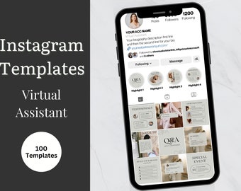 Virtual Assistant Instagram Templates; Social Media Template for VA