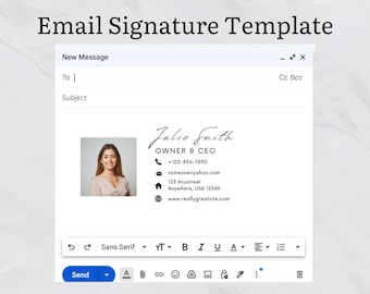 Editable Email Signature Template, Gmail Signature, Outlook Signature, Canva Template