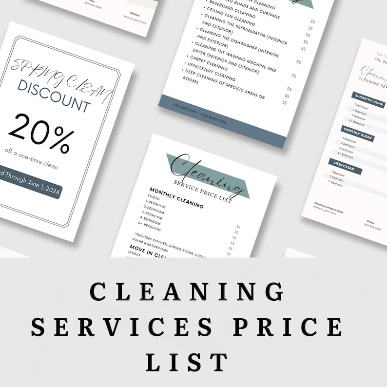 Cleaning Services Price List, House Cleaning Price List, Professional