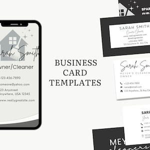 Business Card, Digital Business Card, Cleaning Business Card, Cleaning Services, Black and White, Modern