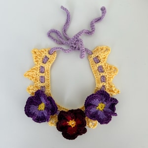 Crochet Pet Collar | Spring Pet Collar | Easter Crochet Collar for Pets | Flower Crochet Collar for Cats | Small Dog Crochet Collar