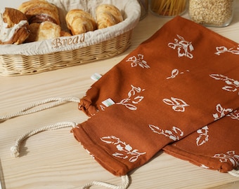 Linen bread bags, bag for bread packaging, bakery bags for bread, bread loaf bag, baguette bread bag, reusable bread loaf bag
