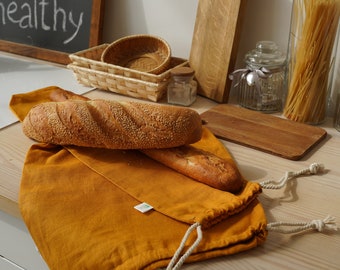 Linen bread bags, bag for bread packaging, bakery bags for bread, bread loaf bag, baguette bread bag, reusable bread loaf bag