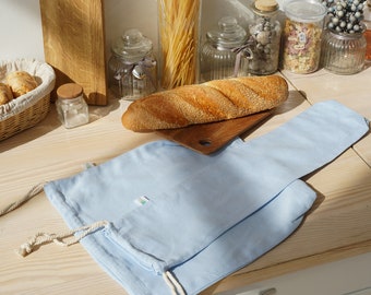 Linen bread bags, bags for bread packaging, bakery bags for bread, bread loaf bag, baguette bread bag, reusable bread loaf bag