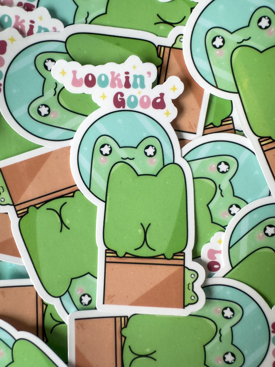 Cute Frog Sticker Lookin' Good Sticker Frog Stickers Funny Stickers ...
