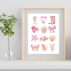 kunst aan de muur kustcowgirl, beachy kunst aan de muur, digitale cowgirl hoed, trendy kunst aan de muur, westerse boho, cowgirl esthetiek, kustcowgirl print JPG