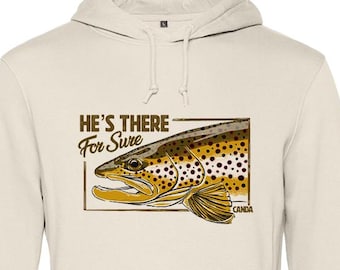 Brown Trout Fly Fishing Hoodie Sweatshirt Canda (Eko Organic Cotton)