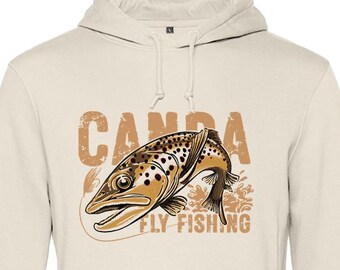 Brown Trout Fly Fishing Hoodie Sweatshirt Canda (Eko Organic Cotton)