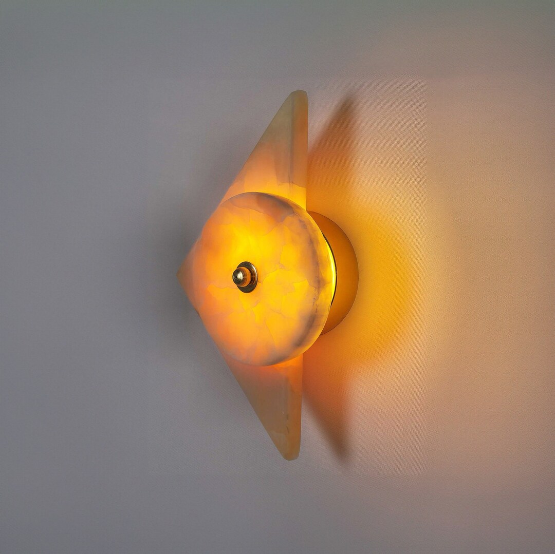 Handcrafted Marble Sconce Lighting Unique Wall Lamp Natural Etsy
