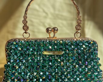 Emerald - crystal beads bag