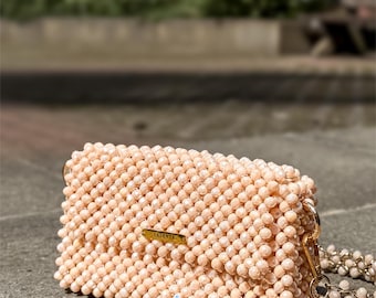 Peach perfect - crystal beads bag