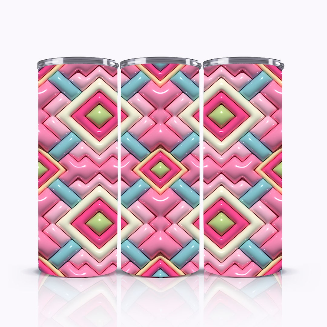 Inflated Geometric Design for Tumbler 20oz, Geometric Pattern for