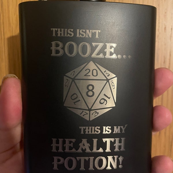 Custom Engraved Drinks Flask - ‘Health Potion’