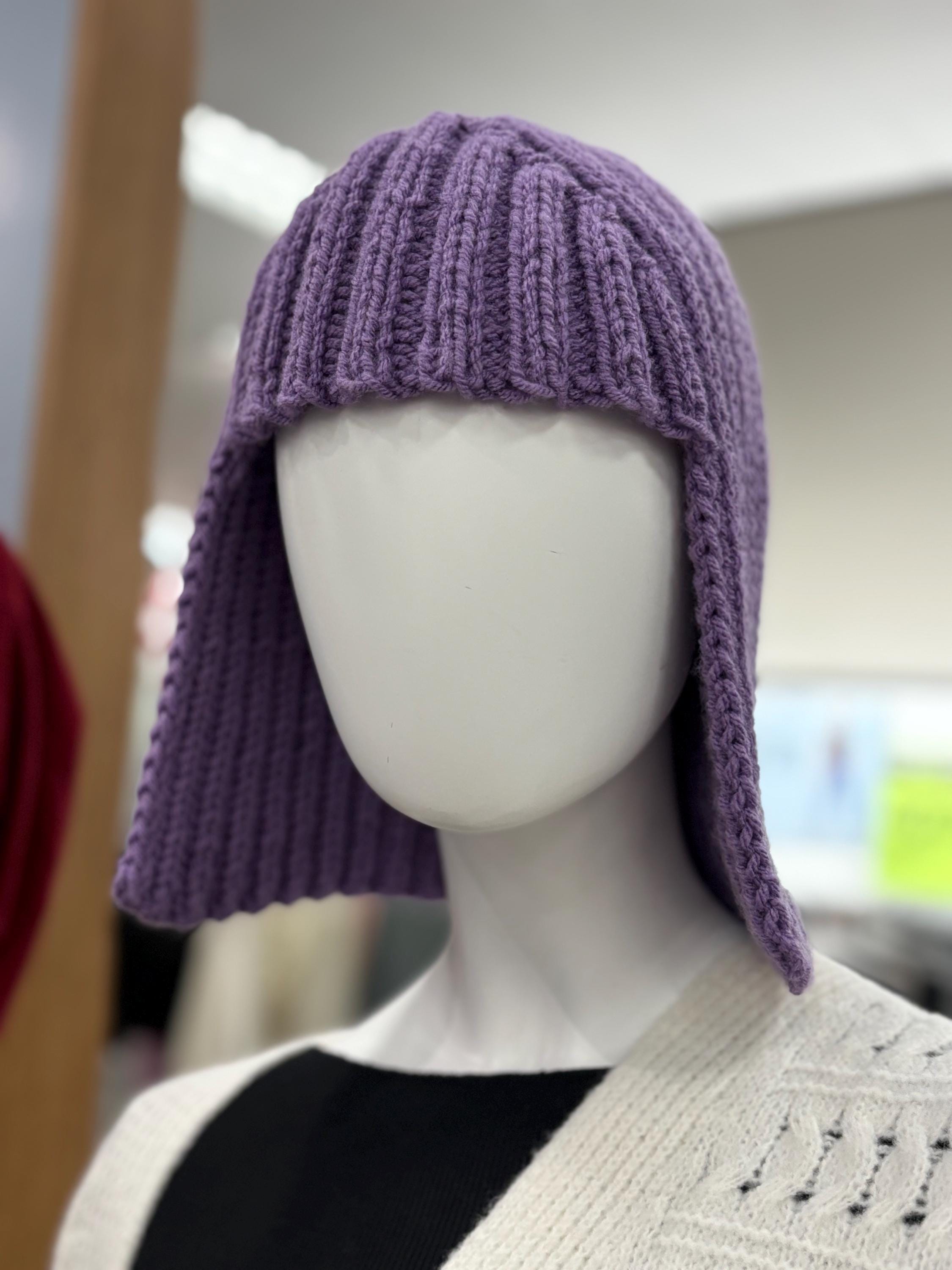 DOLCENNA Design Purple Metallic Ribbed Knit Beanie Hat Winter OS NWT Handmade Hand Knitted Lilac Ribbed Beanie: Merino Wool Blend - Etsy main image 3