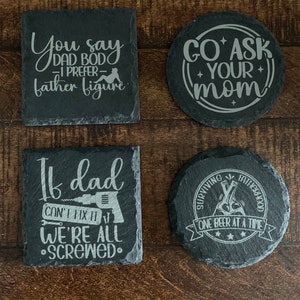 Dad slate coaster, Father&#39;s Day gift, dad birthday gift