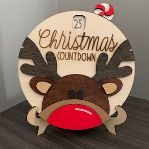 Reindeer Christmas Countdown, Wooden Christmas countdown calendar