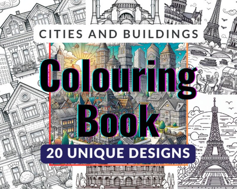 Architecture and Cityscapes Printable Coloring Book Coloring Books for ...