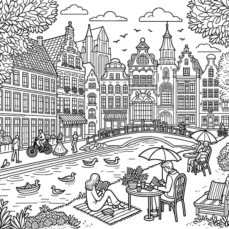 Architecture and Cityscapes Printable Coloring Book Coloring Books for ...