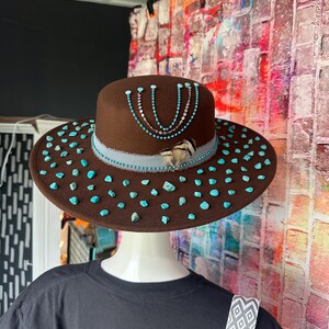 Turquoise Felt Western Hat - Etsy display picture 1