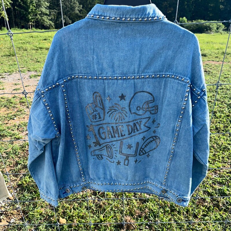 Studded Long Sleeve Denim Jacket main image 1