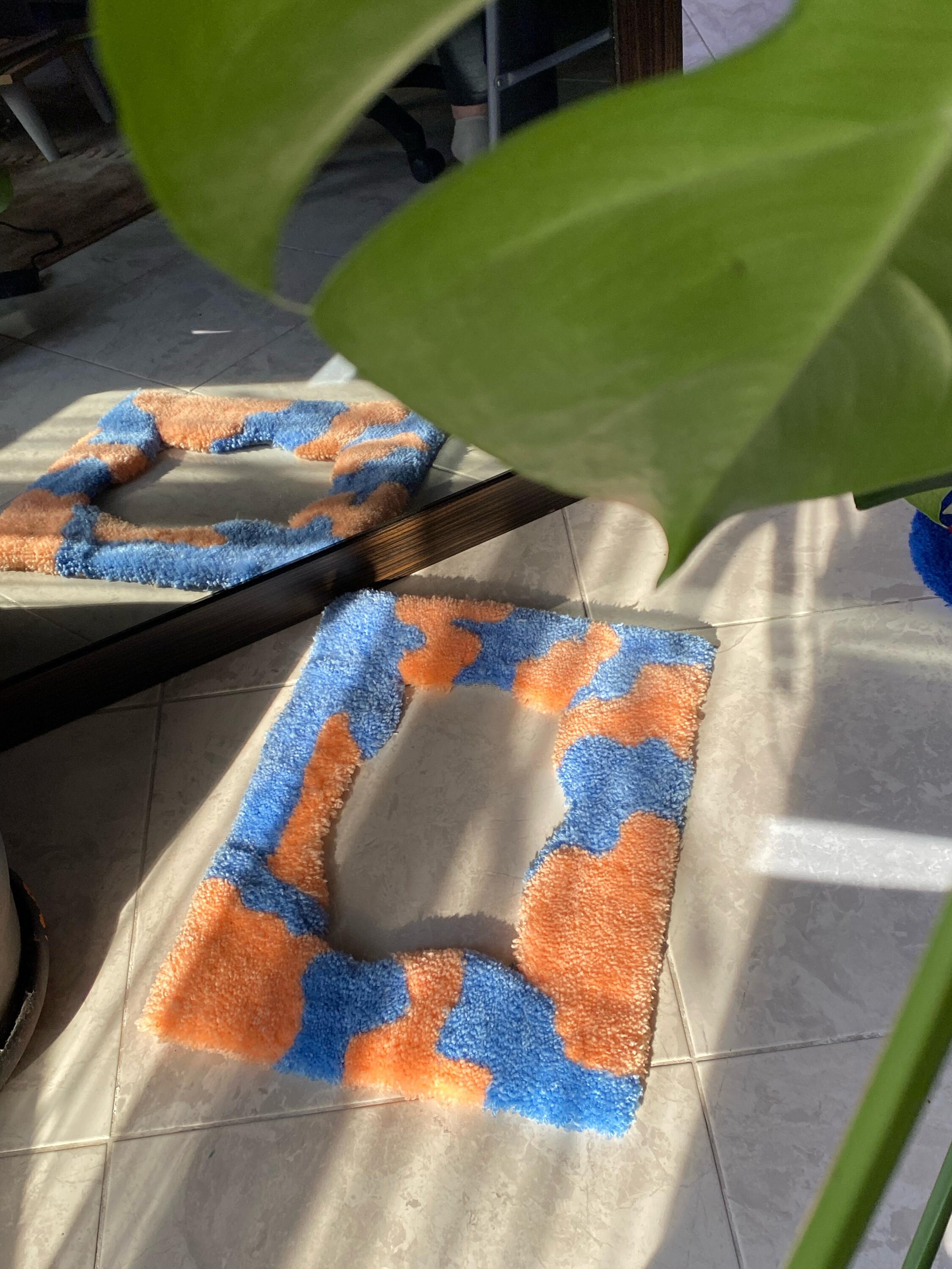 Mirror Rug Modern Shape Mirror Frame Tufted Rug Custom Rug, Handmade Rug, Fluffy ...