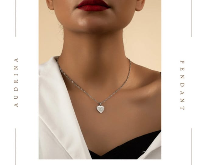 Sterling Silver Initial Heart Pendant Necklace, Elegant Personalized Jewelry